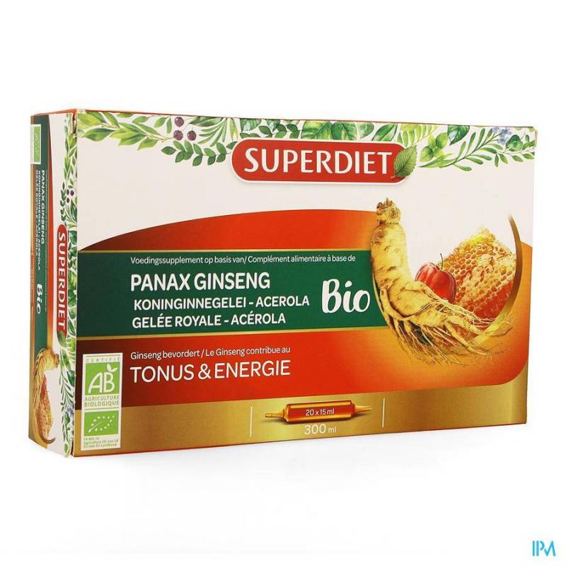 Super Diet Ginseng-koninginnegelei Bio Amp 20x15ml