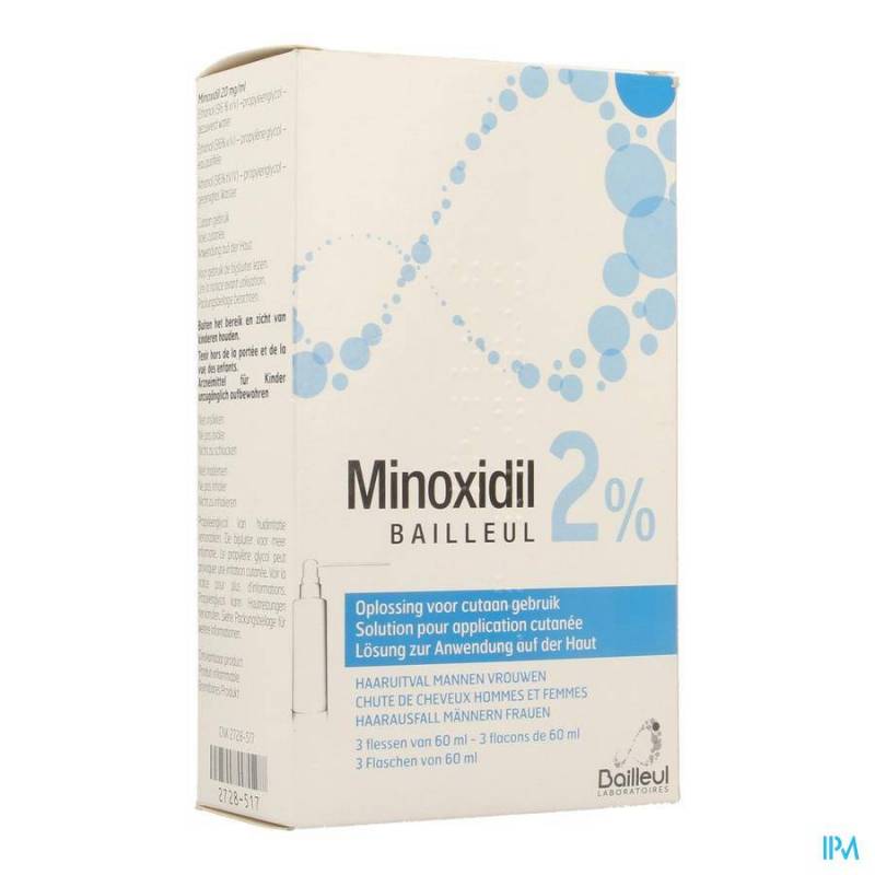 Minoxidil 2% Opl Cutaan Gebruik Koffer Fl 3x60ml