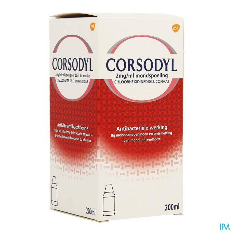 CORSODYL 2MG/ML SOL BAIN BOUCHE 200ML