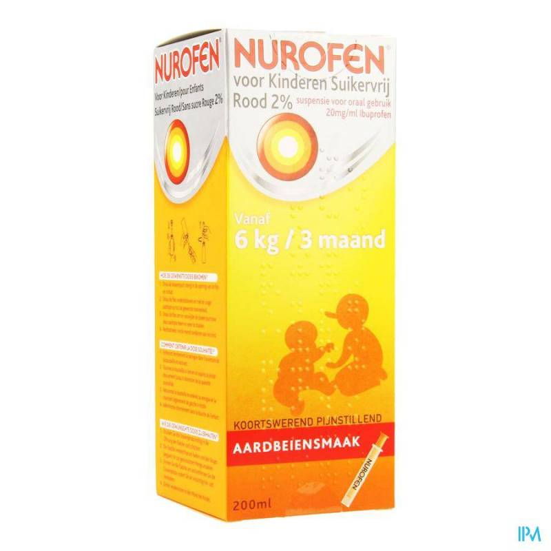 Nurofen Kind Suikervrije Orale Suspensie +3M - Aardbei 200ml