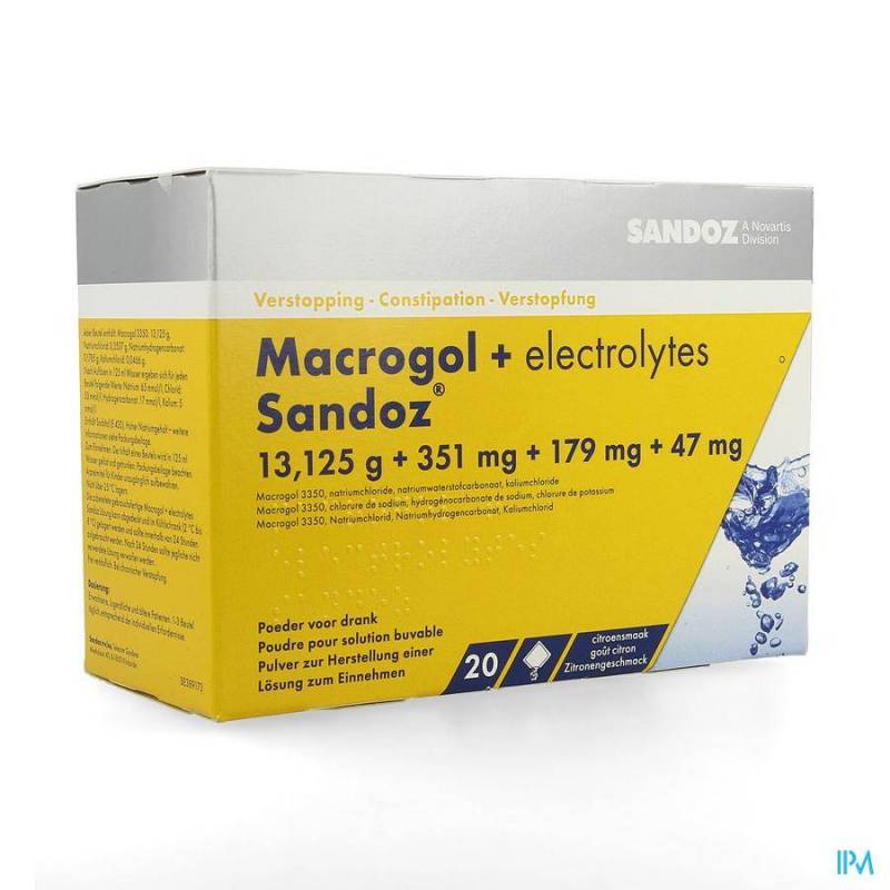 MACROGOL + ELECTR SANDOZ PULV GOUT CITRON 20X13,7G  - Generisch