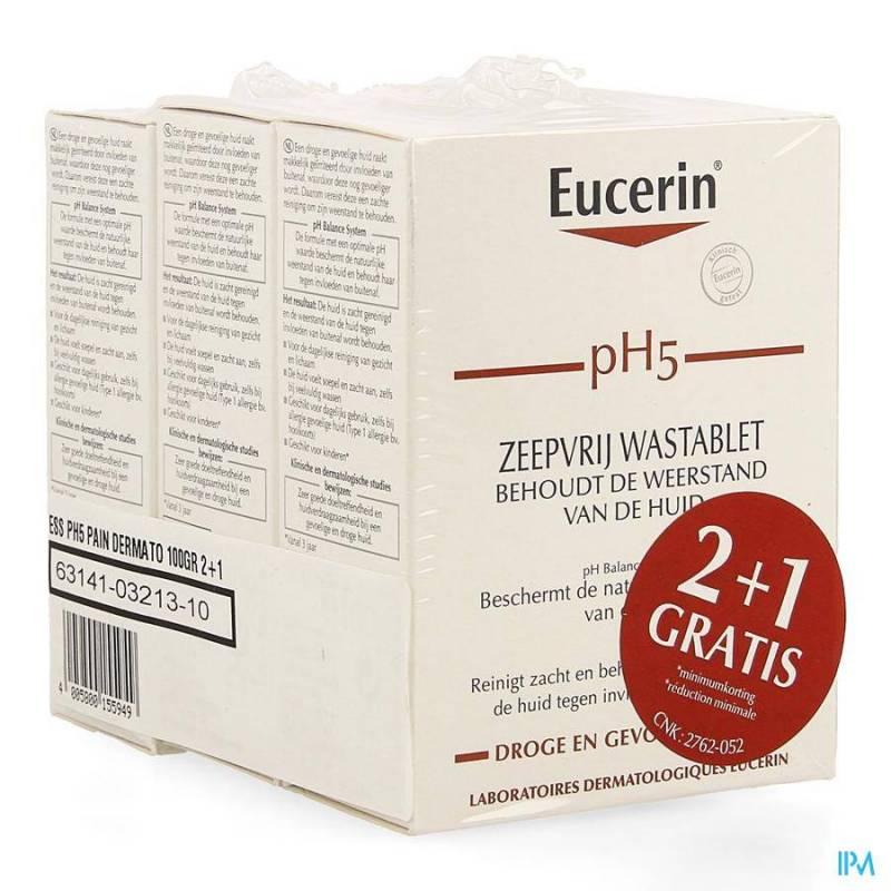 EUCERIN PH5 PAIN DERMATO S/SAVON 100G 2+1 GRATUIT