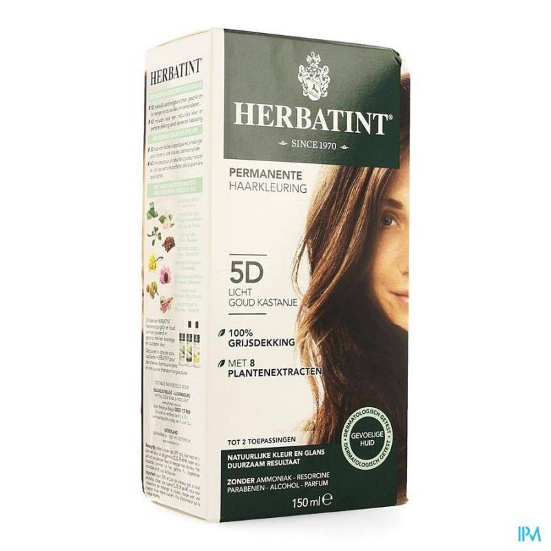 Herbatint 5D Permanente Haarkleuring - Licht Goud-Kastanje 150ml