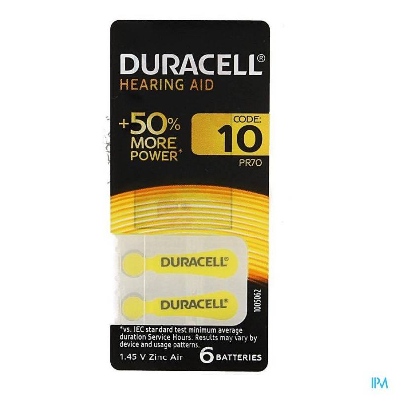 Duracell Easytab Hoorbatterij Da10 6 Geel