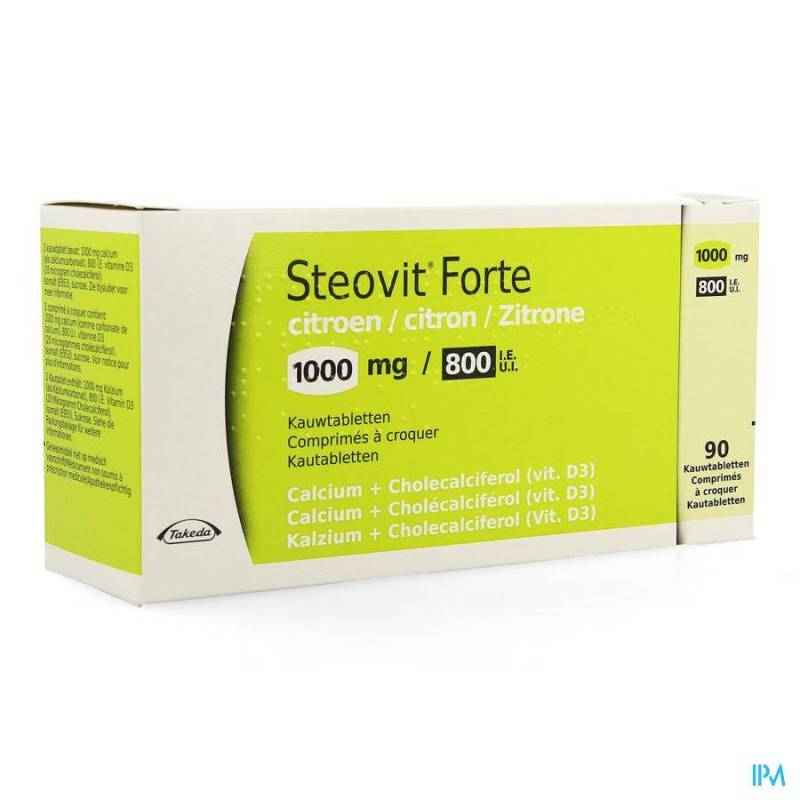 Steovit Forte Citroen 1000mg/800ie Kauwtabl 90 Pip