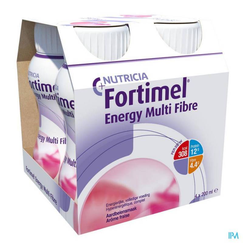 Fortimel Energy Multi Fibre Aardbei 4x200ml