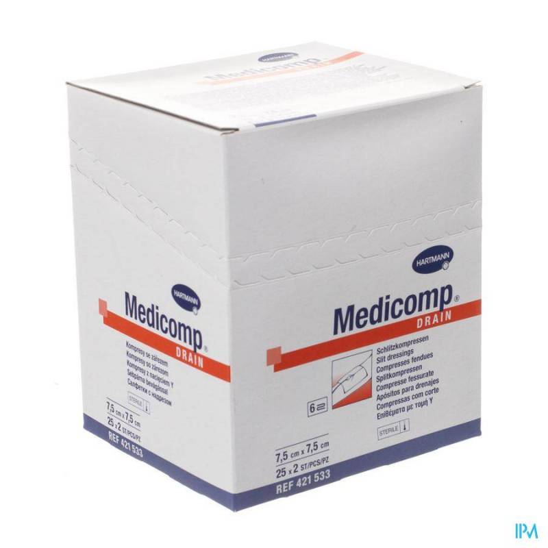 Medicomp Drain Kp Ster 7,5x7,5cm 25x2 4215335