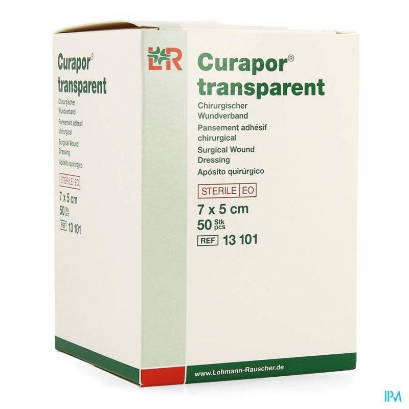 CURAPOR TRANSPARENT STERIL 7CMX 5CM 50 13101