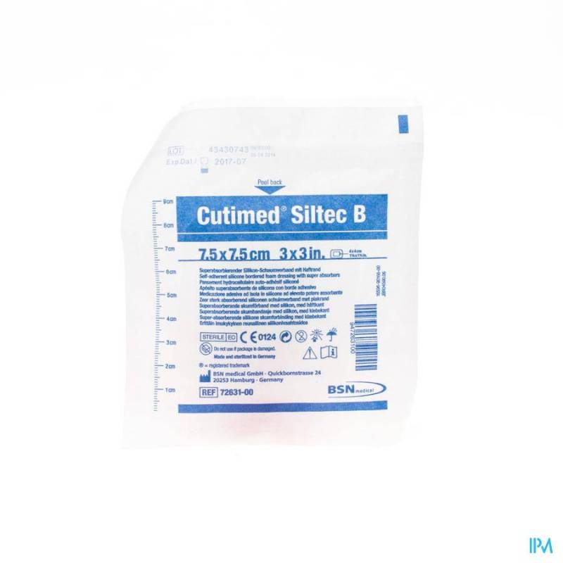 Cutimed Siltec B Kp Steriel 7,5x 7,5cm 1 7328400