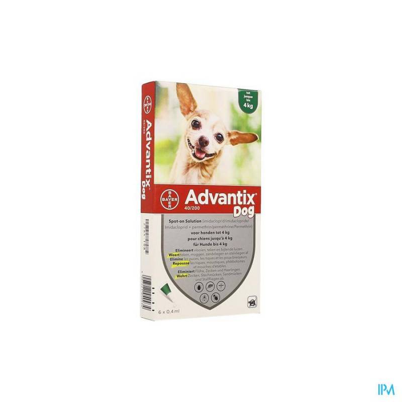 Advantix 40/ 200 Honden < 4kg Fl 6x0,4ml