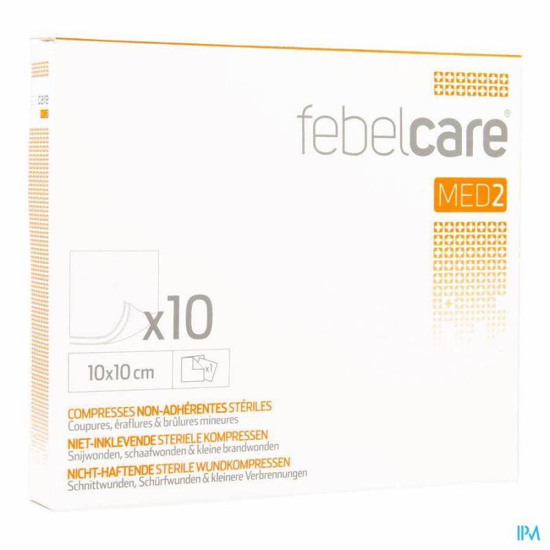Febelcare Med2 | Kompres niet inklevend Steriel | 10,0x10,0cm | 10x1 stuk