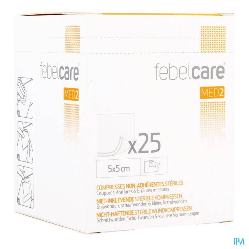 FEBELCARE MED2 COMPR.N/ADH. STER. 5,0X 5,0CM 25X1