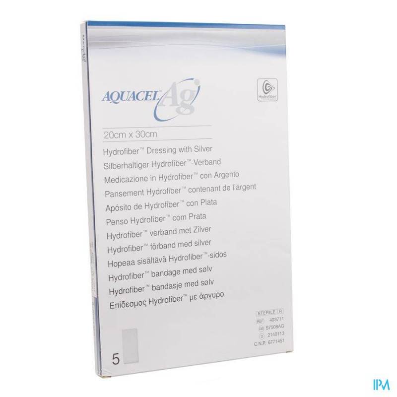 Aquacel Ag Verb Hydrofiber Ster 20x30cm 5 403711