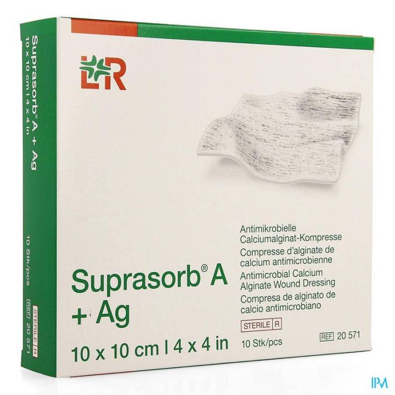 SUPRASORB A+AG CP ALG. CALC 10X10CM 10 20571