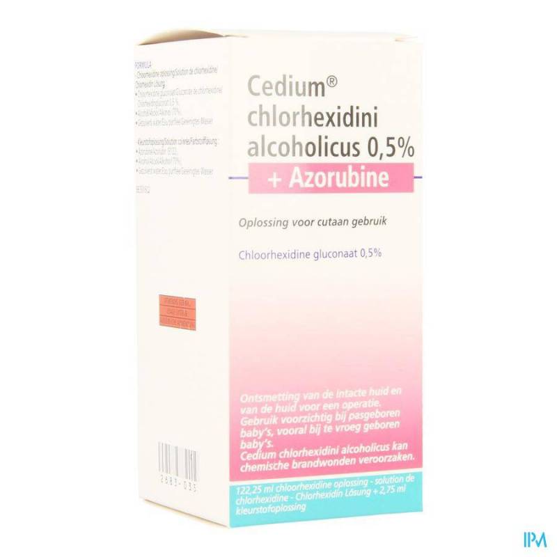 CEDIUM CHLORHEXIDINI GLUC ALC 0,5% 125ML+AZORUBINE