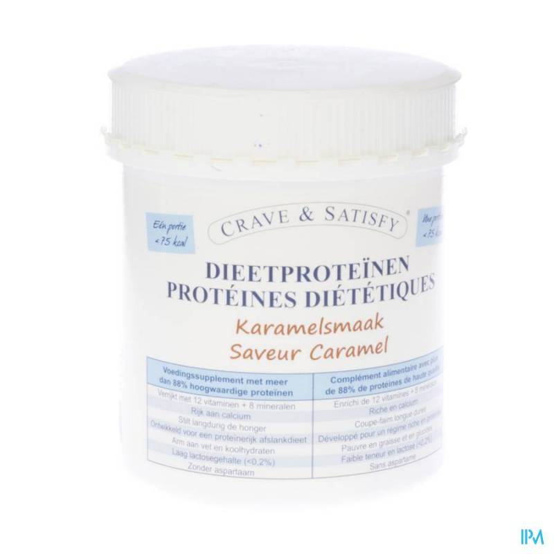 Crave en Satisfy Dieetproteinen Karamel Pot 200g