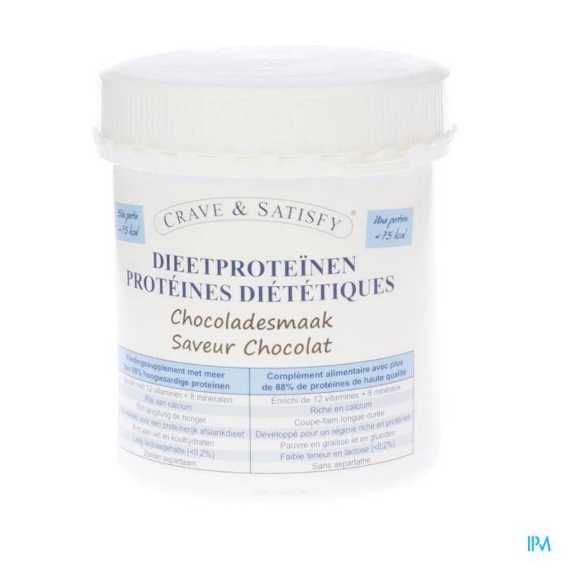 Crave en Satisfy Dieetproteinen Chocola Pot 200g