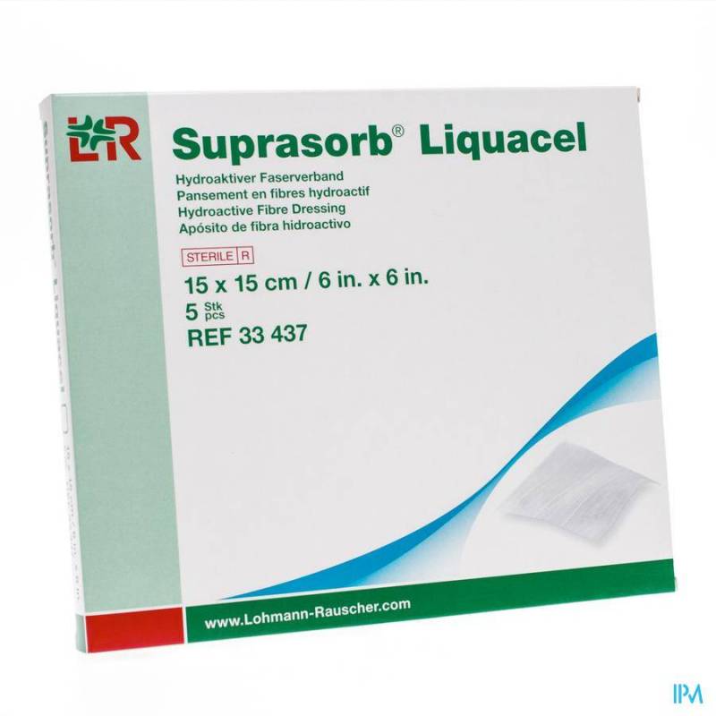 Suprasorb Liquacel Vezelverband Hydroact. 15x15cm 5