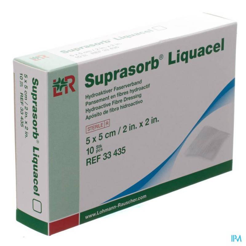 SUPRASORB LIQUACEL PANS FIBRES HYDROACT. 5X 5CM 10