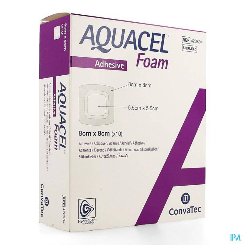 AQUACEL PANS MOUSSE ADH HYDROFIBER 8,0X 8,0CM 10