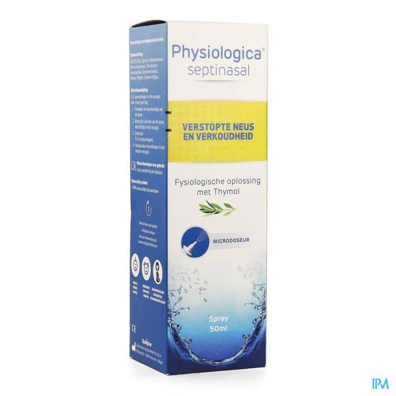 Physiologica Septinasal | Fysiologische Oplossing met Thymol | Verstopte Neus en Verkoudheid | Spray 50ml