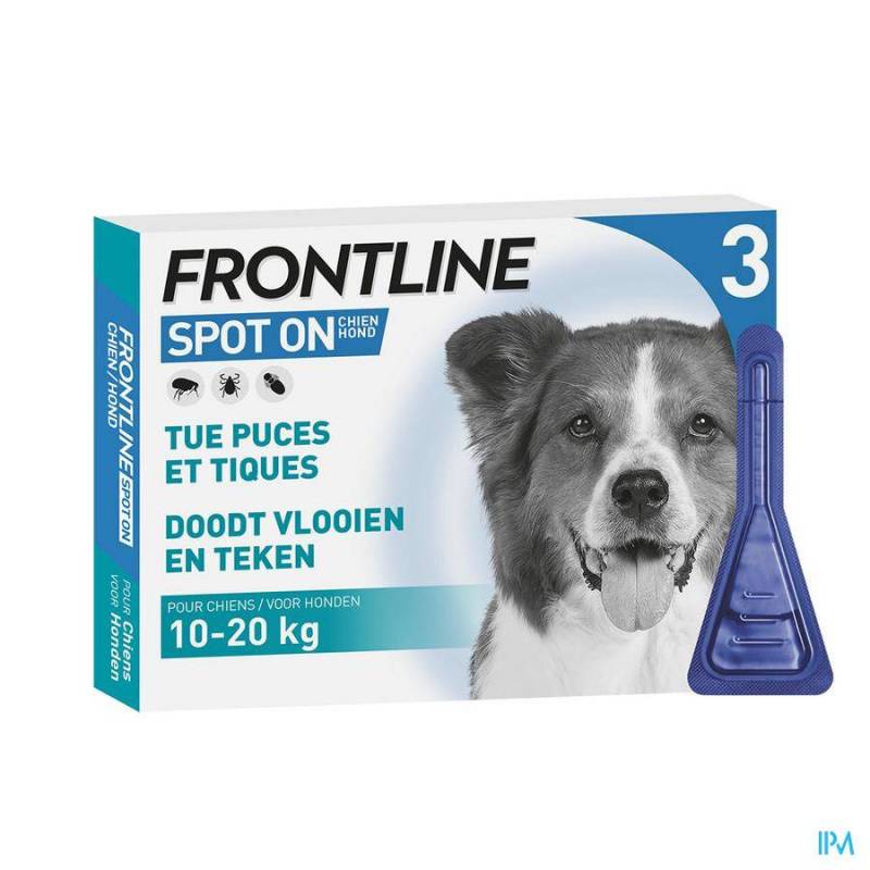 Duidelijk maken Armstrong Wolk Frontline Spot-On Hond 10-20kg Vlooien/ Teken 3x1,34ml-Pharmazone