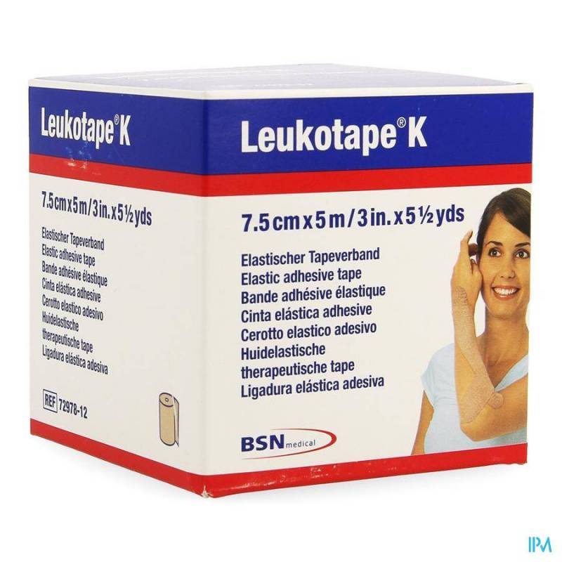 Leukotape K Kleefwindel Elast Huid 7,5cmx5m 1
