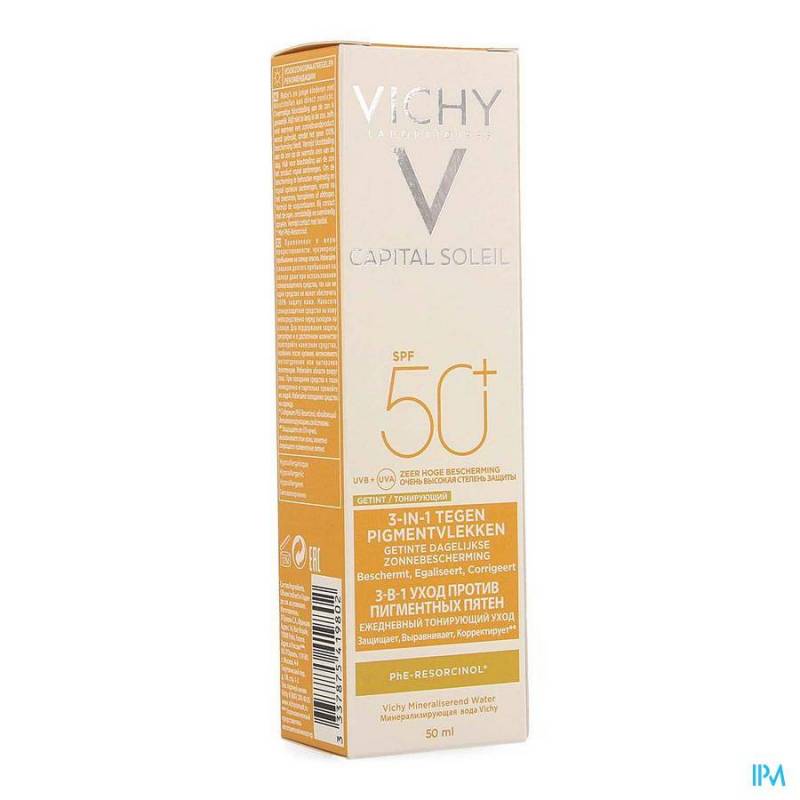 Vichy Idéal Soleil Getinte 3-in-1 Verzorging Tegen Pigmentvlekken SPF50+ 50ml