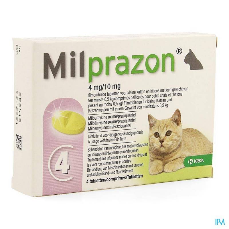 MILPRAZON 4MG/ 10MG CHAT +0,5KG COMP 1X4