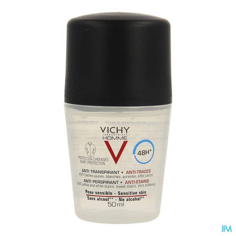 Vichy Homme Deodorant Roller Anti-Transpirant Tegen Vlekken 48 Uren 50ml