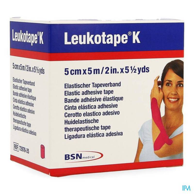 Leukotape K Kleefwindel Elast Roze 5cmx5m 1