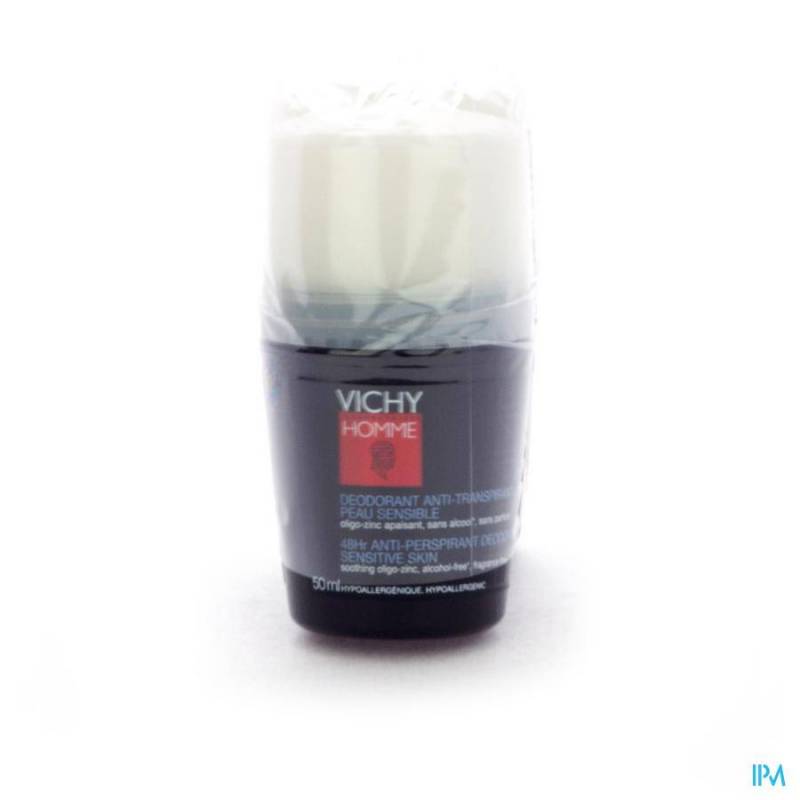Vichy Homme Deodorant Roller 48u (gevoelige huid) | Duo 2x50ml
