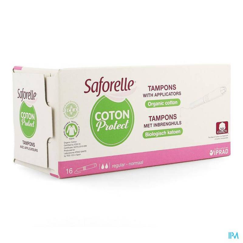 Saforelle Coton Protect Tampons met Inbrenghuls Normaal 16 Stuks