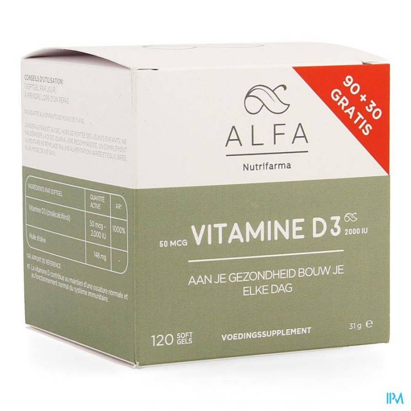 Alfa Vitamine D3 90 + 30 Softgels GRATIS