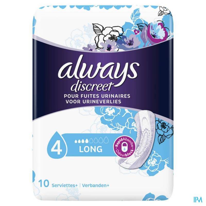 ALWAYS DISCREET INCONTINENCE PADS LONG 1