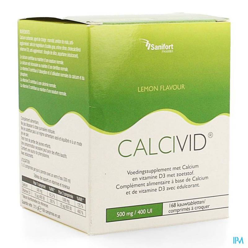 CALCIVID 500MG/400IE LEMON CHEW 168