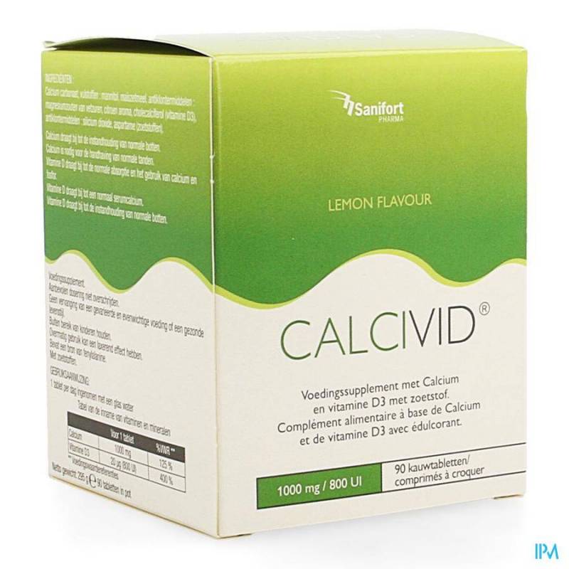 CALCIVID 1000MG/800IE LEMON CHEW 90