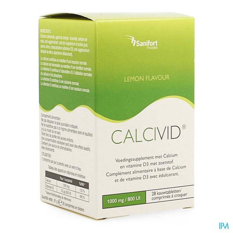 CALCIVID 1000MG/800IE LEMON CHEW 28