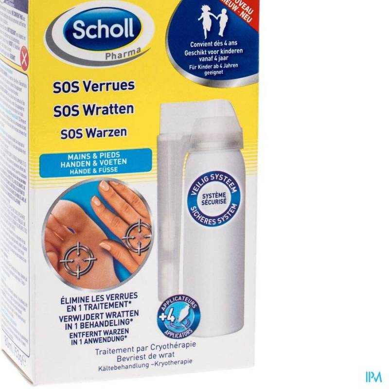 Scholl SOS Wratten Handen en Voeten Cryotherapie Spray 80ml + 16 Applicators