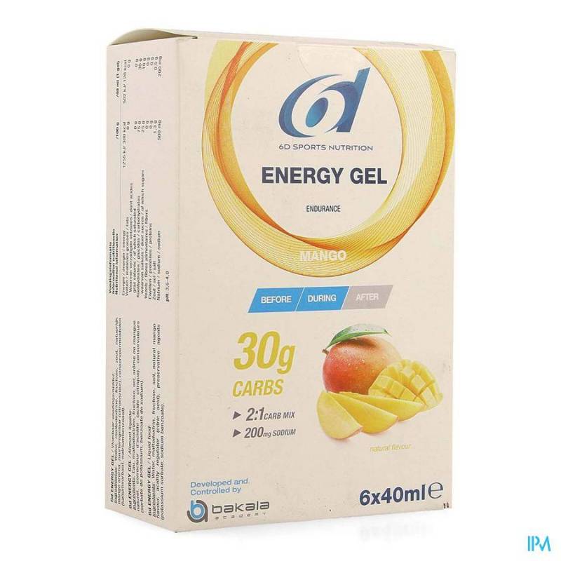 6D Sports Nutrition Energy Gel Mango 6x40ml