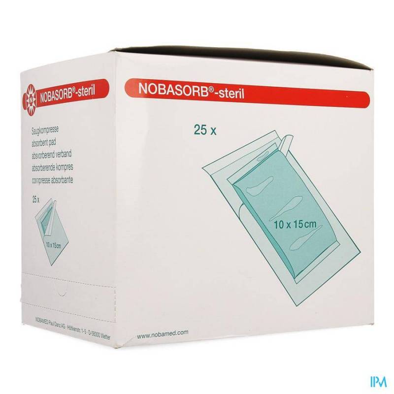 NOBA ABSORBENT PAD STERIEL 10CMX15CM 25 9350963