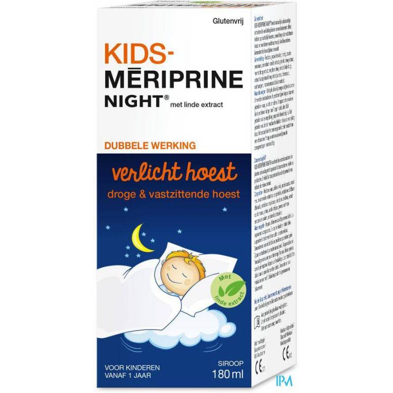 Kids Meriprine Night Siroop Droge en Vastzittende Hoest 180ml