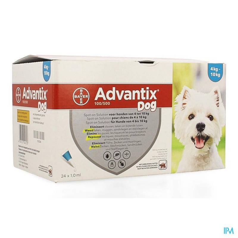 ADVANTIX 100/ 500 CHIENS 410KG FL 24X1,0ML