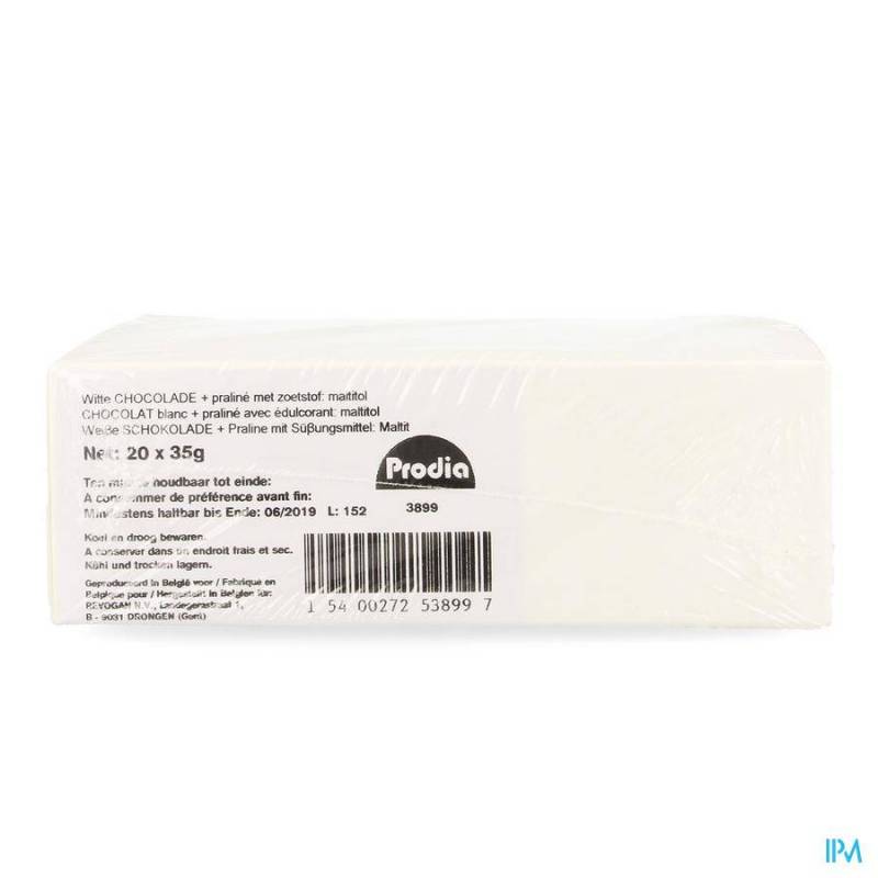 PRODIA BAR CHOCOLAT BLANC PRALINE 20X35G