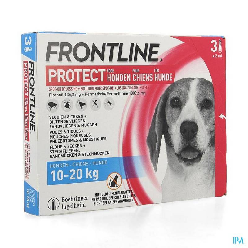 vragenlijst klein stapel FRONTLINE PROTECT SPOT ON OPL HOND M 10--Online apotheek-Pharmazone
