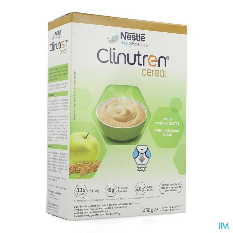 CLINUTREN CEREAL APPEL HAZELNOOT PDR 450G NF