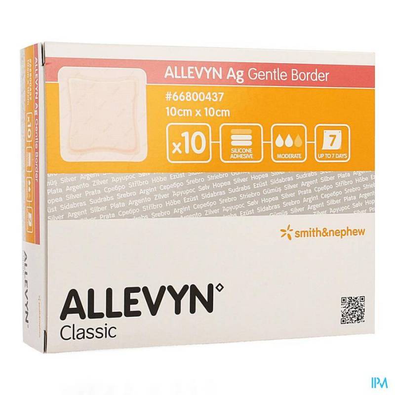 ALLEVYN AG VERBAND KLEVEND SILIC. 10X10CM 10