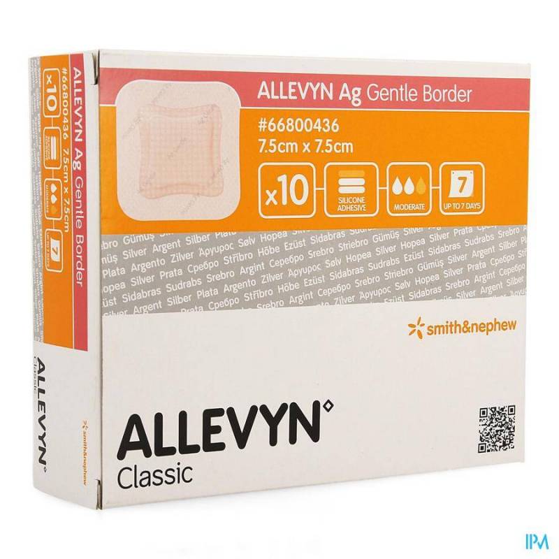 ALLEVYN AG VERBAND KLEVEND SILIC. 7,5X7,5CM 10