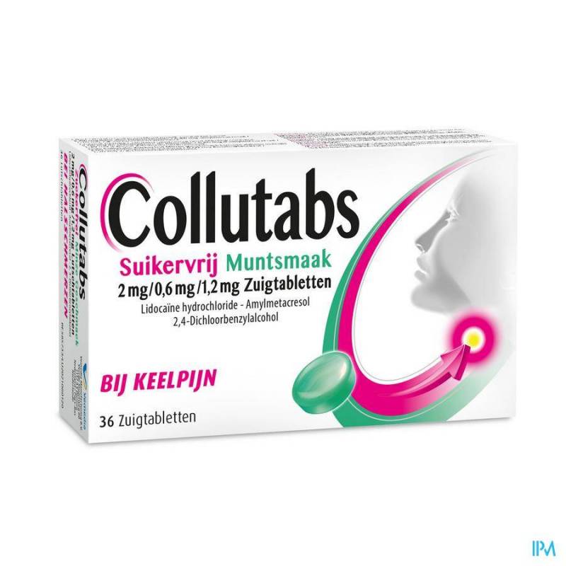 COLLUTABS S/SUCRE MENTHE 2MG/0,6MG/1,5MG PASTIL 36