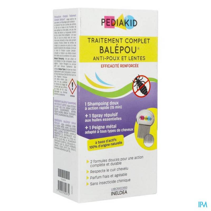 PEDIAKID TRAIT.COMPLET BALEPOU A/POUX LENTES 3PROD-Pharmazone